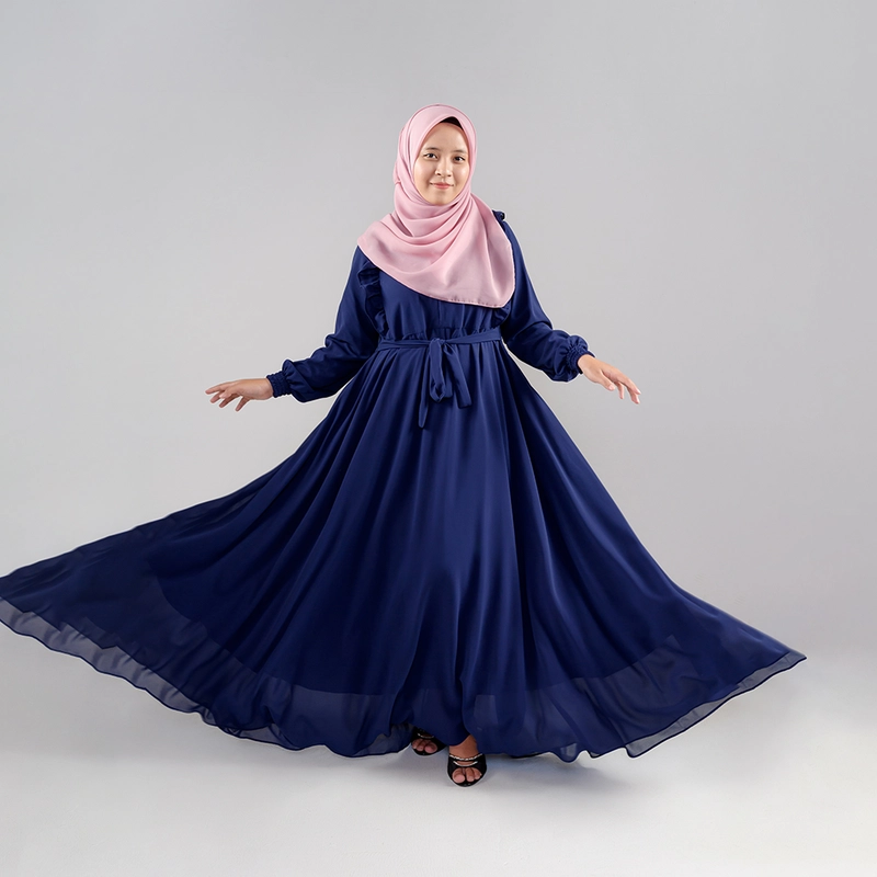 Product image MOSCOU - Baju Busana Dress Gamis Wanita Muslim Muslimah Syari Syar'I Remaja Ibu Busui Dewasa Simple Simpel Elegan Casual Pesta Kondangan Lebaran Terbaru Kekinian Ceruty Ceruti Babydoll Premium Full Furing Hyget Adem Lembut Polos Series M Navy