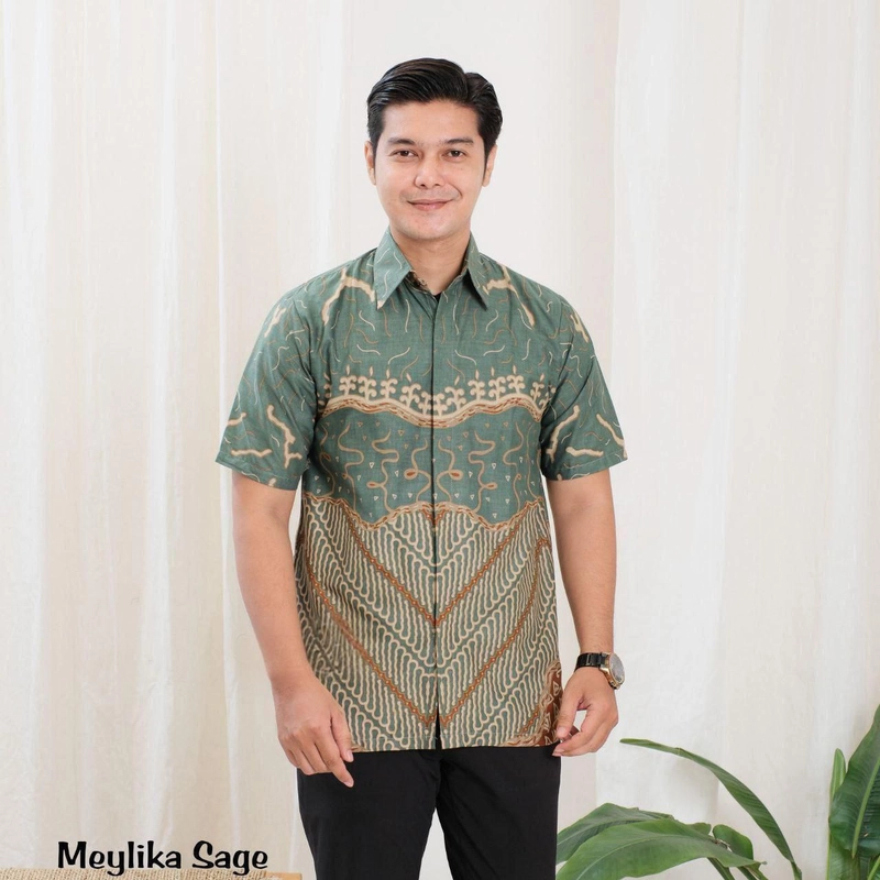 Product image Kois Batik - Hem dan blouse meylika sage boleh dipisah M Hem meylika sage