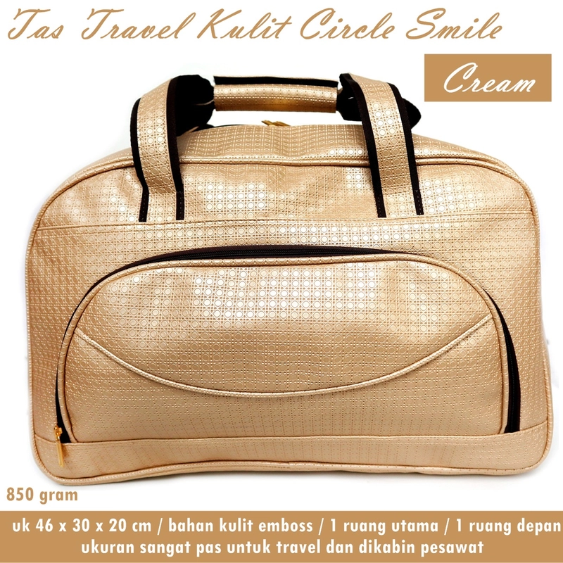 Product image Lanc Fashion - Tas Travel Besar Kulit Smile Circle Leather Simpel Big WARNA CREAM