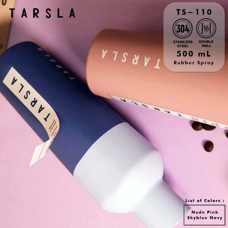 Product image Tarsla Botol Minum Thermos TS-110 Tumbler 500 ML Rubber Stainless Steel Hot & Cold Anti Tumpah 500 2 TONE SKY BLUE