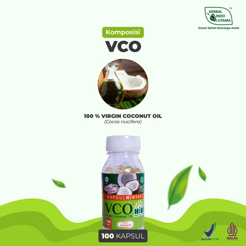 Product image Herbal Indo Utama - Virgin Coconut Oil Kapsul VCO Kapsul Minyak Kelapa Alami isi 100 Kapsul 1 Botol 100 Kapsul Kapsul Minyak
