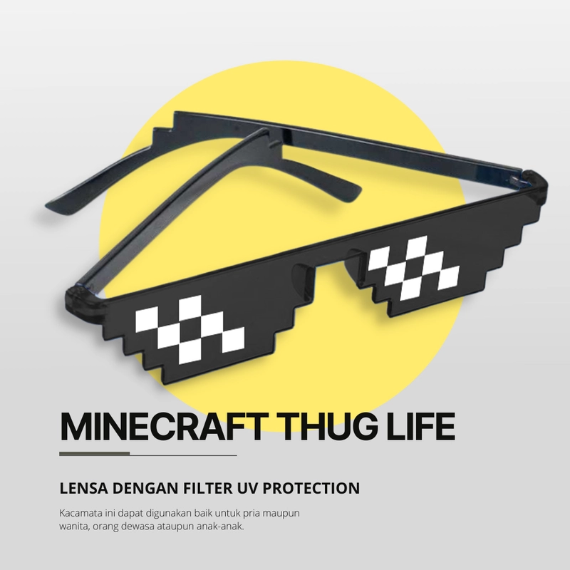 Product image RAYATORY - Kacamata Model Pixel Minecraft Mosaics Thug Life - W0124 1 Pcs Hitam