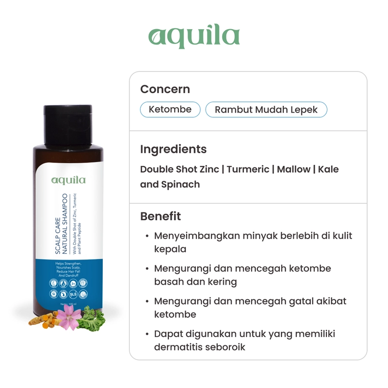 Product image Aquila Scalp Care Natural Shampoo/Anti Ketombe/Mengurangi Bau Pada Rambut 100ml all skin type