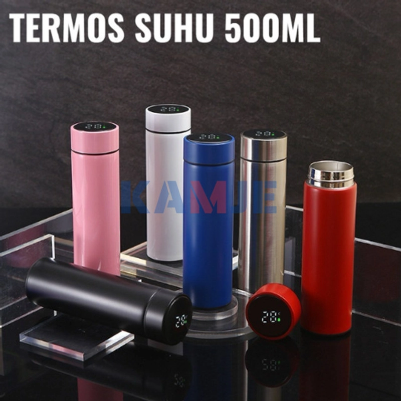 Product image KAMJE Termos Air Panas Dingin 500ml Stainless Steel 304 Vacuum Flask Dengan LED Display KMJ249 all variant Pink