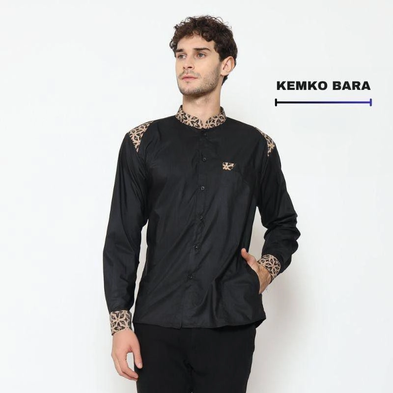 Product image Kois Batik - Kemeja Koko Pria Dewasa Lengan Panjang Motif Bara Xl bara hitam