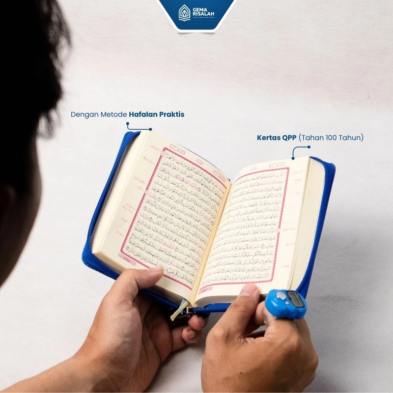 Product image Gema Risalah - Alquran Hafalan Resleting QPP Ukuran A6 Premium Cover Warna Biru Muda