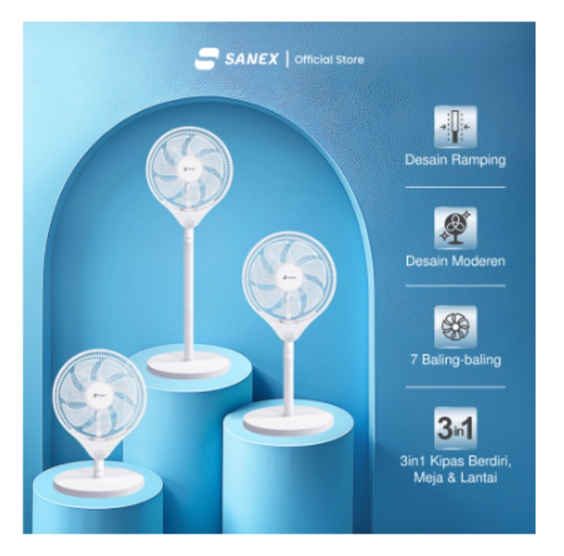 Product image UTAMAMEGA - Kipas Angin Standing Berdiri 3in1 12 Inch Sanex SSF-1231 Type SSF-1231