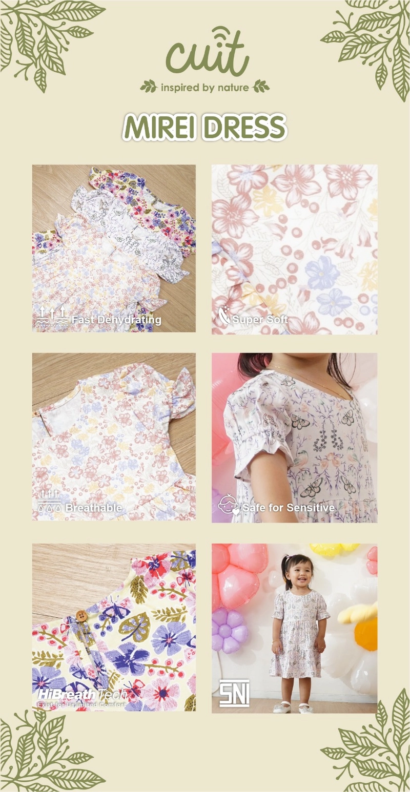 Product image KINTAKUN BABY X CUIT Dress Anak Perempuan Tangan Pendek Mirei - Pakaian Anak Bayi Wanita L (1-2 TAHUN) Yellow Pansy