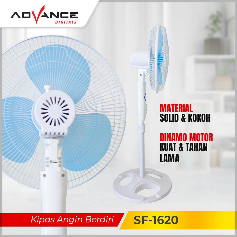 Product image Advance Digitals Indonesia - Kipas Angin SF-1620 / SF1620 16 inch Stand Fan - Biru