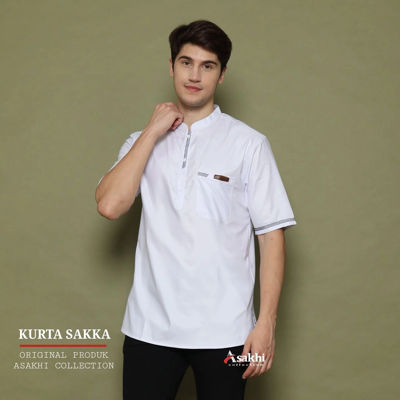 Product image Koko asakhi collection - KOKO LENGAN PENDEK- KOKO SAKKA- KAIN NYAMAN DAN HALUS M PUTIH