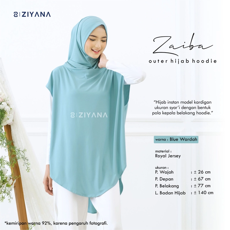 Product image Ziyana Hijab - Hijab Sport Outer Hijab Hoodie Zaiba Jilbab Olahraga Jersey ALL SIZE BLUE WARDAH