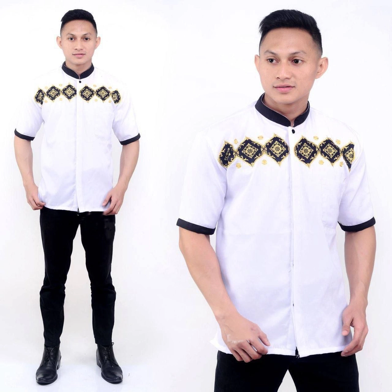Product image Kois Batik - Baju koko bordir dewasa lengan pendek motif ahsan M Ahsan putih