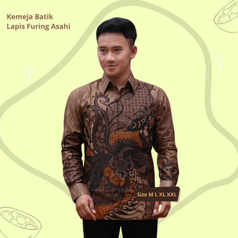 Product image Batik Kemeja Berlapis Furing KBF04 Kemeja Batik Lengan Panjang Bahan Katun ORI Berlapis Furing Asah Size XXL Motif C