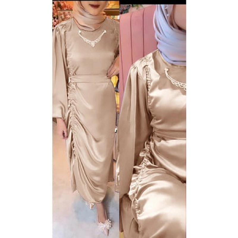 Product image astro - maxi dres wanita kimms realpict M/L champagne