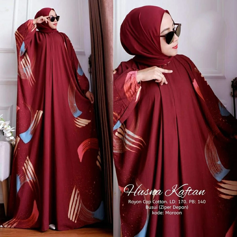 Product image Nauriya Fashion - KAFTAN HUSNA ALLSIZE JUMBO Allsize Maroon