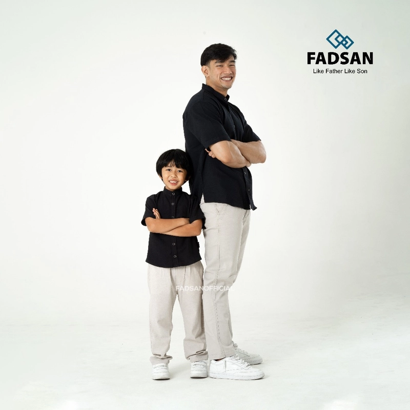 Product image FADSAN - Kemeja Polos Semi Formal Couple Ayah dan Anak Warna Black -Tufy Series SIZE BAYI NO.1 TUFY BLACK