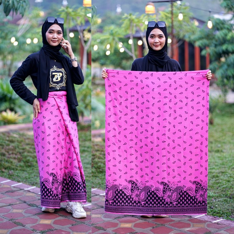 Product image Kois Batik - Sarung Batik Wanita Goyor Rayon Premium Wanita Motif bunga matahari Sarung dewasa wanita Bunga matahari pink