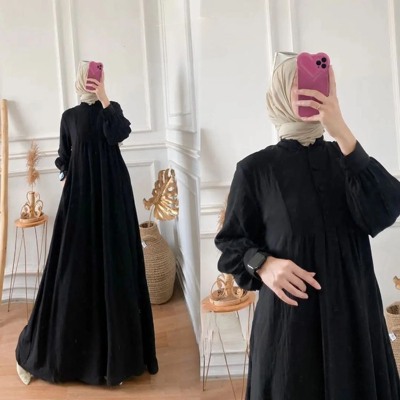 Product image diesa - Gamis Dress Maxy Adena CrInkle Premium L Hitam