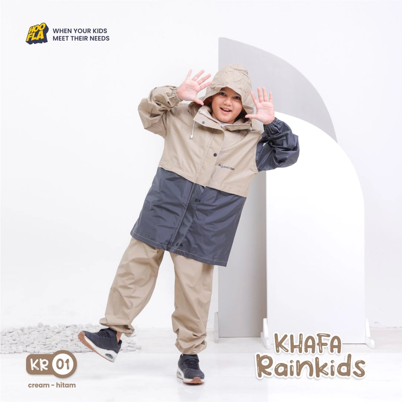 Product image Hoofla - Jas hujan Setelan Anak Khafa Rainkids (KR) S Cream-Hitam