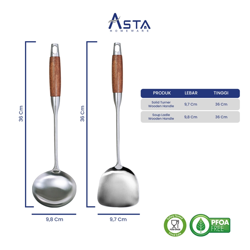 Product image Asta Homeware Official - Asta Spatula Stainless Sodet Irus Centong Gagang Kayu Tebal Variasi Spatula