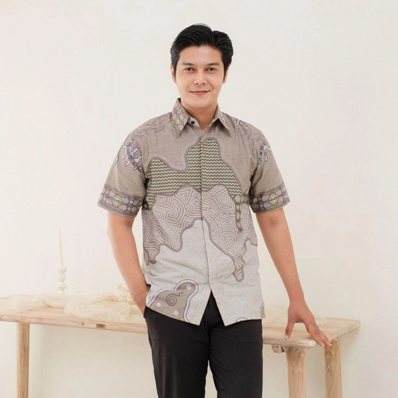 Product image Kois Batik - Atasan Batik Coupel Modern Blouse Wanita Dan Hem Pria Kekinian Motif syakira mint M Hem syakira mint