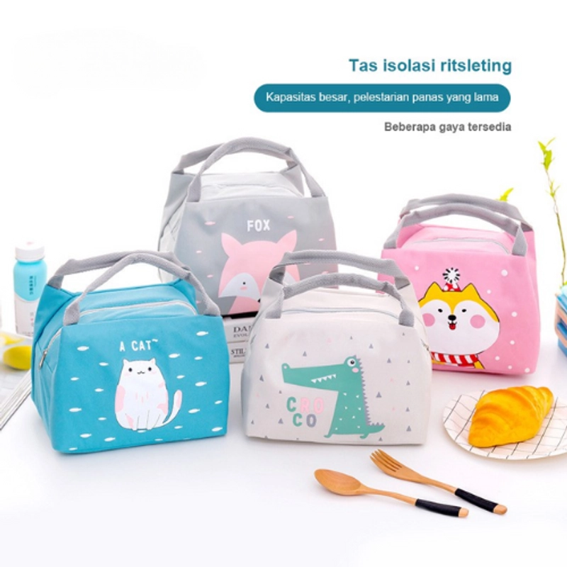 Product image KAHASIL - Tas Bekal Lunch Bag Tempat Penyimpanan Makanan Anak Sekolah Karakter KMJ248 UNICORN-HITAM