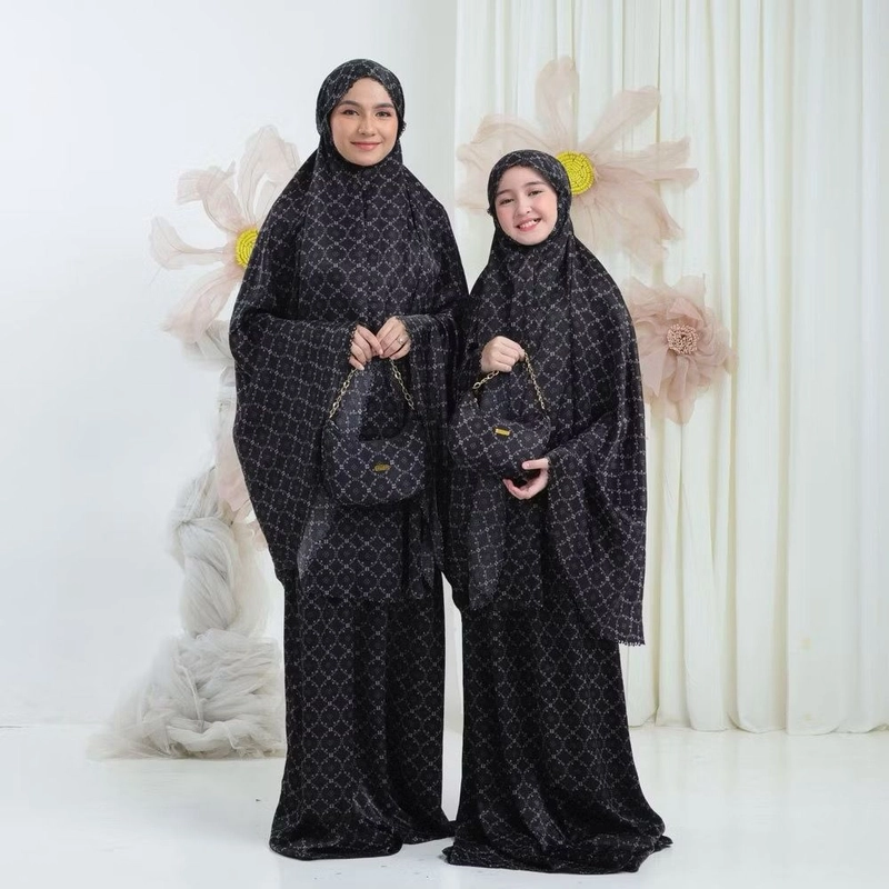 Product image qaydstoreid - Mukena Nadia Couple Resleting Motif Santorini Laser Cut Premium couple hitam