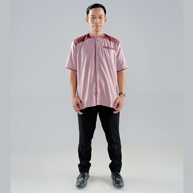 Product image MOSCOU - Baju Kemeja Koko Kemko Muslim Lebaran Pria Dewasa Lengan Pendek Casual Formal Elegan Katun Madinah Premium Motif Kancing Sanghai Shanghai Cina Terbaru Original Keren Murah Mauve Merah Maroon M Mauve Maroon