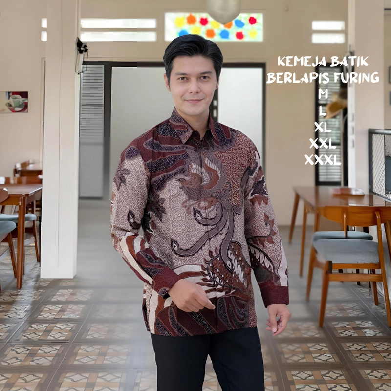 Product image Kois Batik - Kemeja batik berlapis furing mahogany motif sukmajati XL Kemeja sukmajati