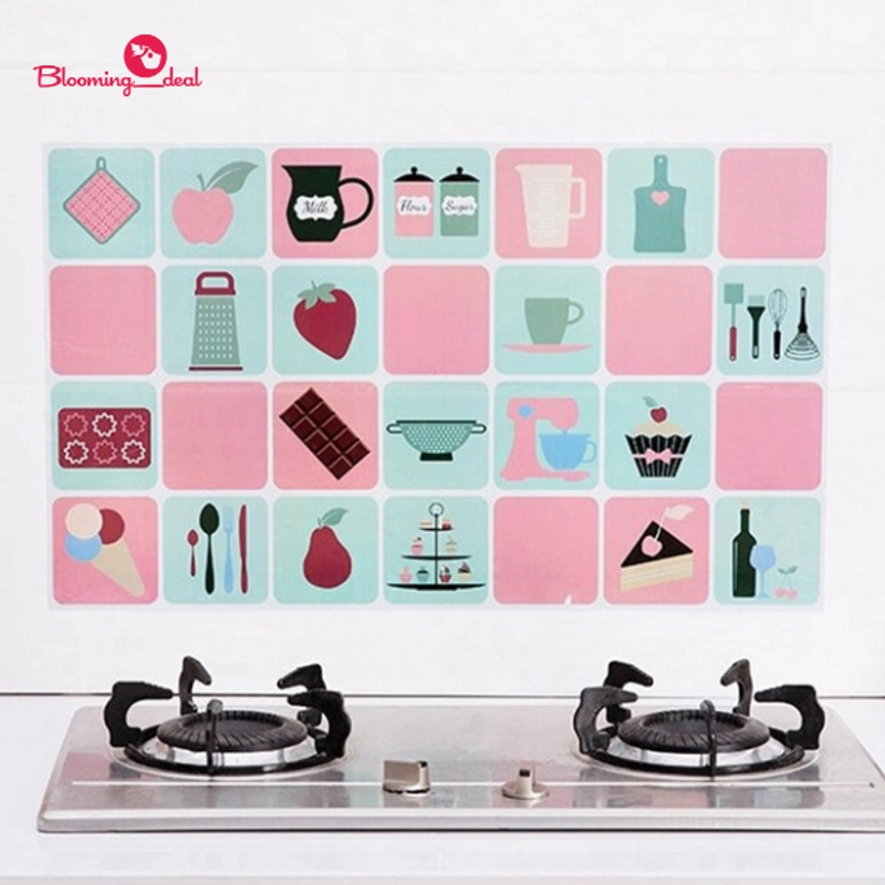 Product image Blooming Deal - Stiker Dapur Anti Minyak / Wall Sticker Dapur Aluminium Foil (STICKER-DAPUR) 1 Pcs Pink