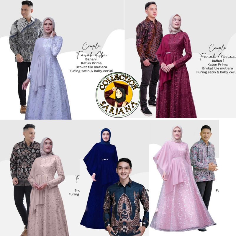 Product image COLLECTION SARJANA - Batik Couple Gamis Brokat Terbaru Farah - Varian Warna Latte Gamis Allsize Latte