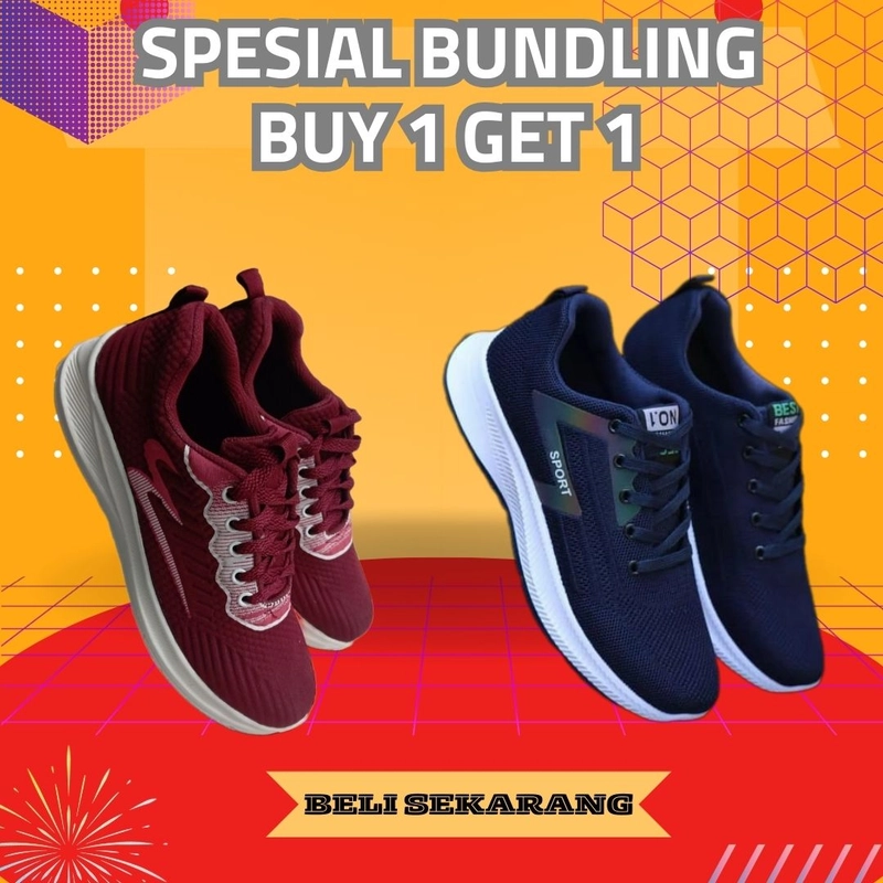Product image Koekita - Paket Bundling Buy 1 Get 1 Sepatu Kets Sneakers Pria Fashion Korean Shoes FS-04 & FS-01 38 MARON & NAVY
