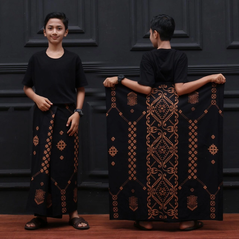 Product image Kois Batik - Sarung Batik Anak Remaja Sd Smp Bagus sekali Motif melati Sarung anak remaja Melati hitam