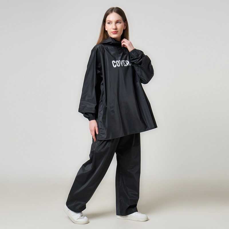 Product image Coverain - Coverain Jas Hujan Hoodie Premium Tebal Elastis Standar Hitam