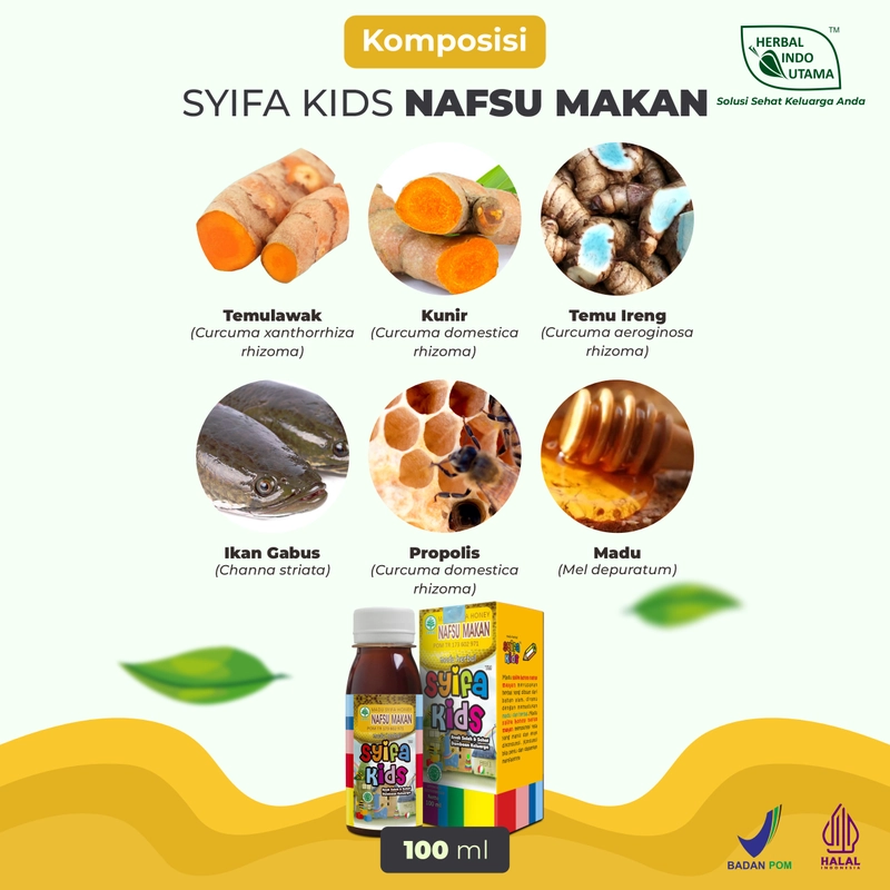 Product image Herbal Indo Utama - Madu Anak Syifa Kids NAFSU MAKAN Tingkatkan Nafsu Makan Anak 100 ml 1 Botol 100 ML Madu Anak