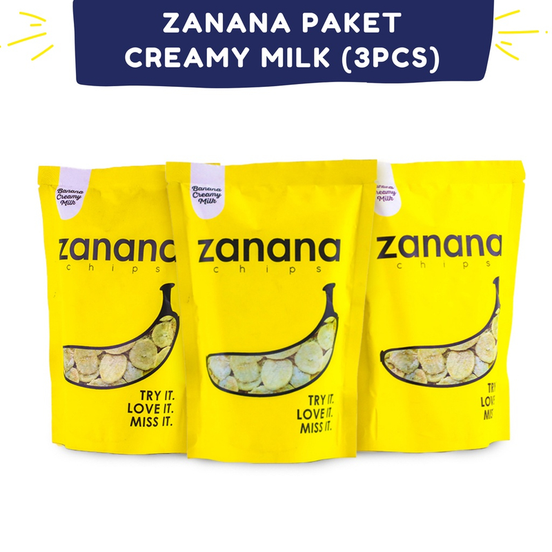 Product image Zanana Chips Paket Creamy Milk 3 pcs - Keripik Pisang Bumbu Tebal dan Renyah 80gr Creamy Milk