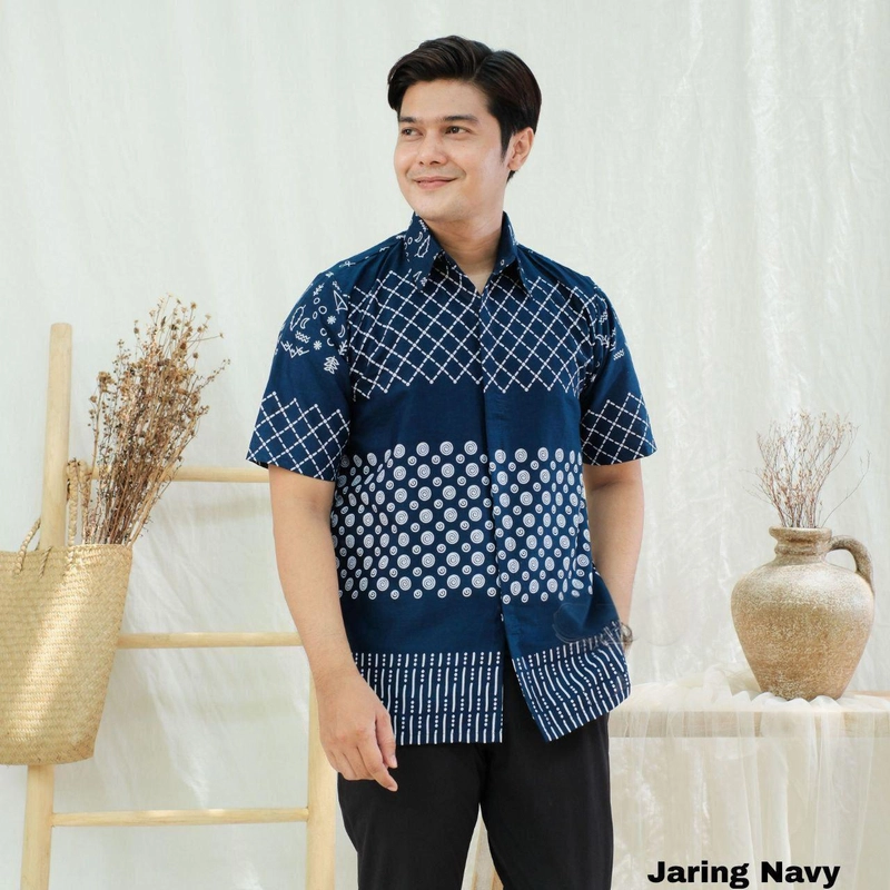 Product image Kois Batik - Kemeja Batik Lengan pendek baru motif jaring M Jaring navy