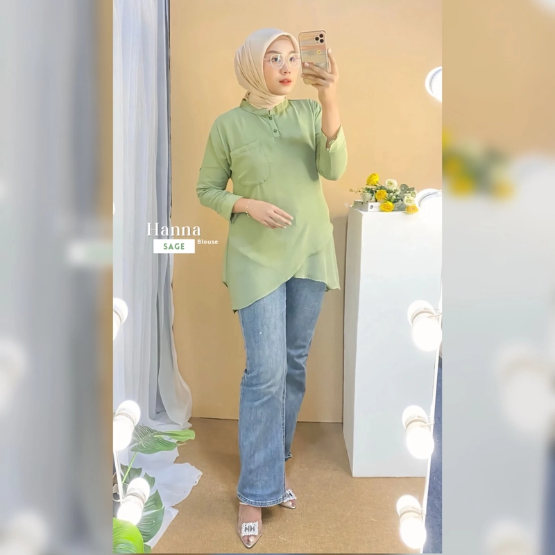 Product image [CUCI GUDANG] Baju Atasan Wanita Terbaru Hanna Blouse All Size Sage