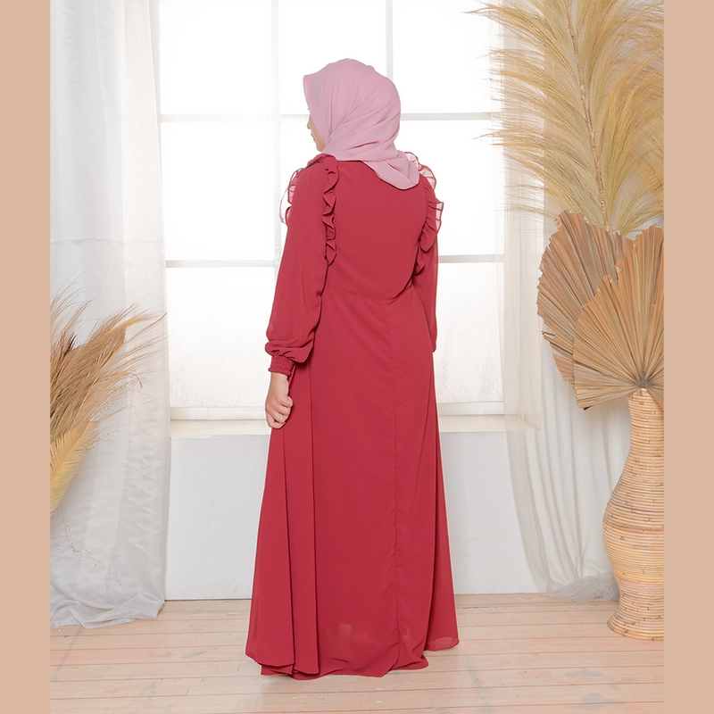 Product image MOSCOU - Baju Busana Dress Gamis Wanita Muslim Muslimah Syari Syar'I Remaja Ibu Busui Simple Simpel Elegan Casual Pesta Kondangan Lebaran Terbaru Kekinian Ceruty Ceruti Babydoll Premium Full Furing Hyget Adem Lembut Merah Maroon Marun Polos M Maroon