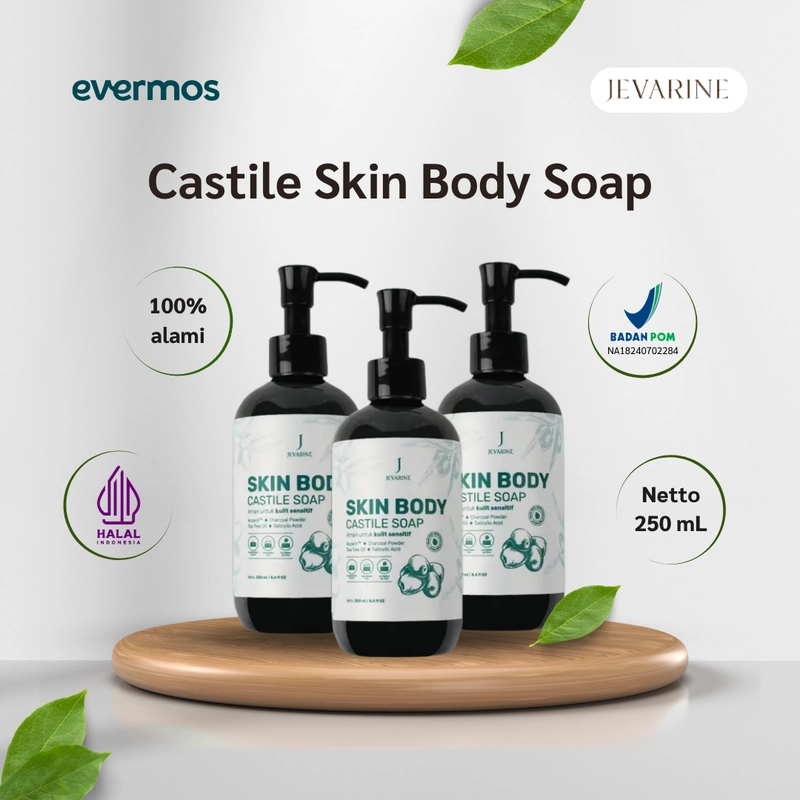 Product image Jevarine - Castile Skin Body Soap 250ml Putih Hijau