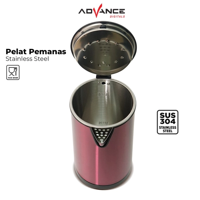 Product image Advance Digitals Indonesia - Teko Listrik Advance AK-185 Electric Kettle Stainless Steel 304 1.8 Liter Merah