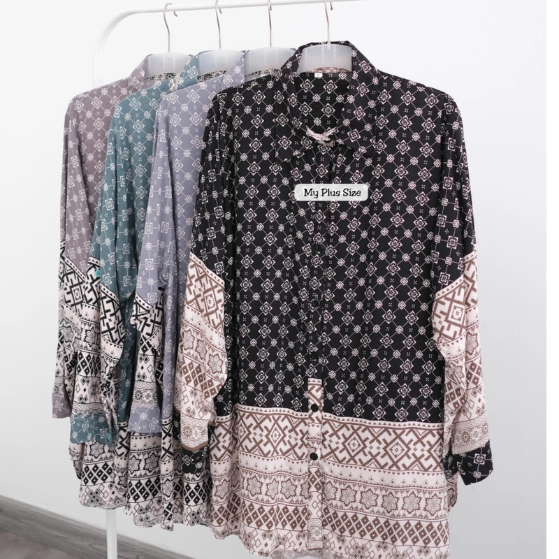 Product image My Plus Size - My Plus Size Kemeja Batik Ethnic Modern Jumbo Wanita 4016 Ld 125 cm Ld 138 cm Ld 150 cm 2XL BLACK