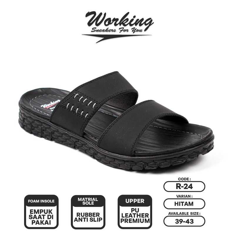 Product image Working Shoes - NEW ARRIVAL SANDAL KASUAL PRIA WORKING R-24 39 Hitam