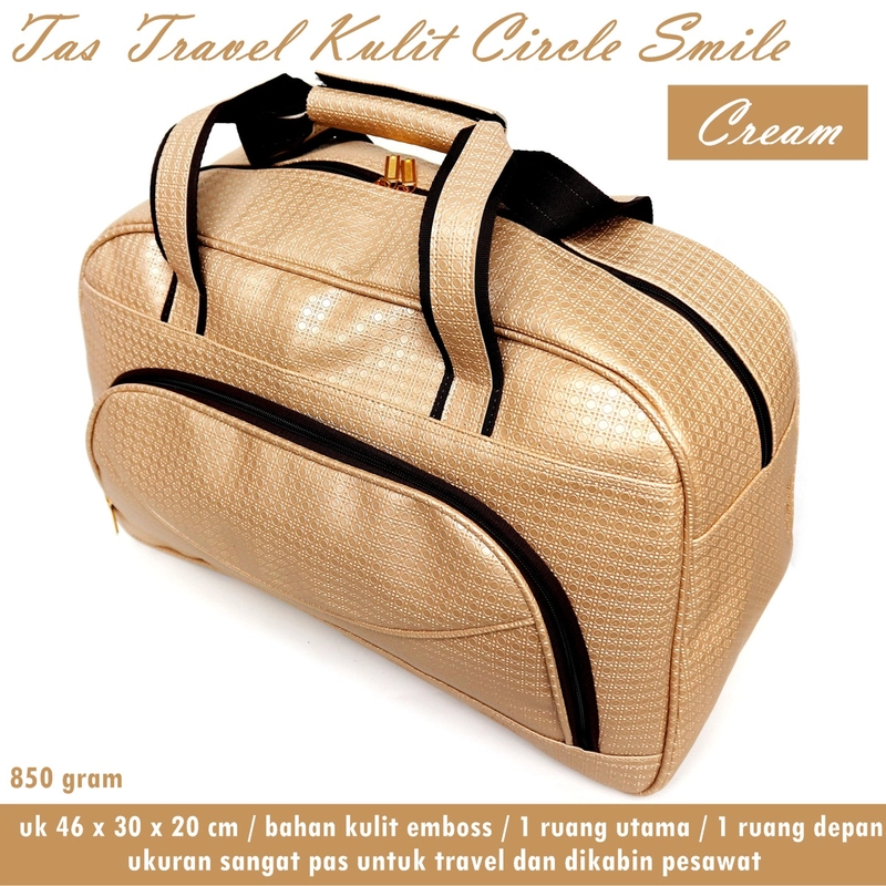 Product image Lanc Fashion - Tas Travel Besar Kulit Smile Circle Leather Simpel Big WARNA CREAM