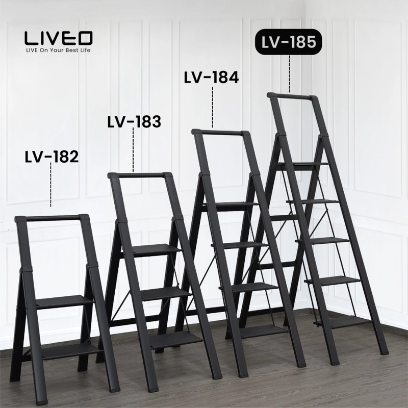 Product image Liveo - Tangga Rumahan Lipat Alumunium LIVEO LV-185 / Ladder 5 Step 7000 hitam