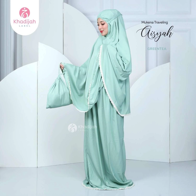 Product image Khadijah Label Palembang - Mukena Travel Aisyah (Free Sejadah) All Size Green Tea