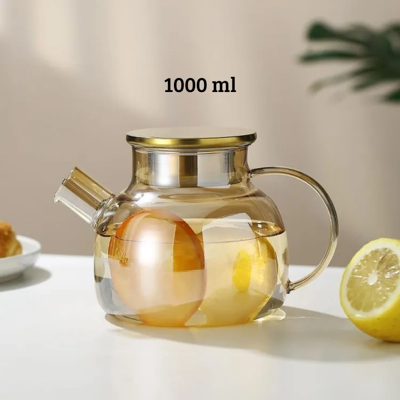 Product image RUMAH RAYA - (PO) Teko Kaca Teh Kopi Pitcher Glass - TK13 1000 ml Golden