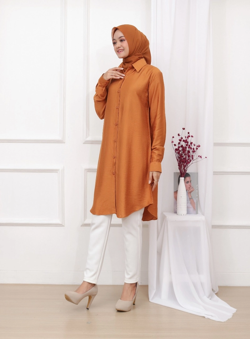 Product image Syahrinda [TA] - Kemeja Tunik Panjang Gold Armanih Zarach Premim Polos Standar Jumbo Size 1 Gold
