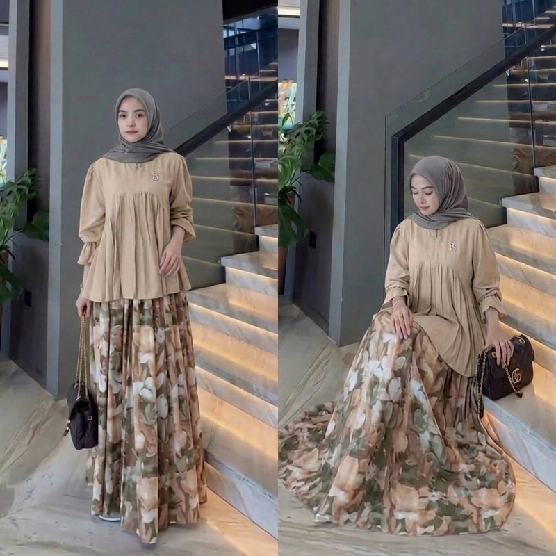 Product image Khisna collection - Zazkia set rok wanita dewasa Allsize Beige