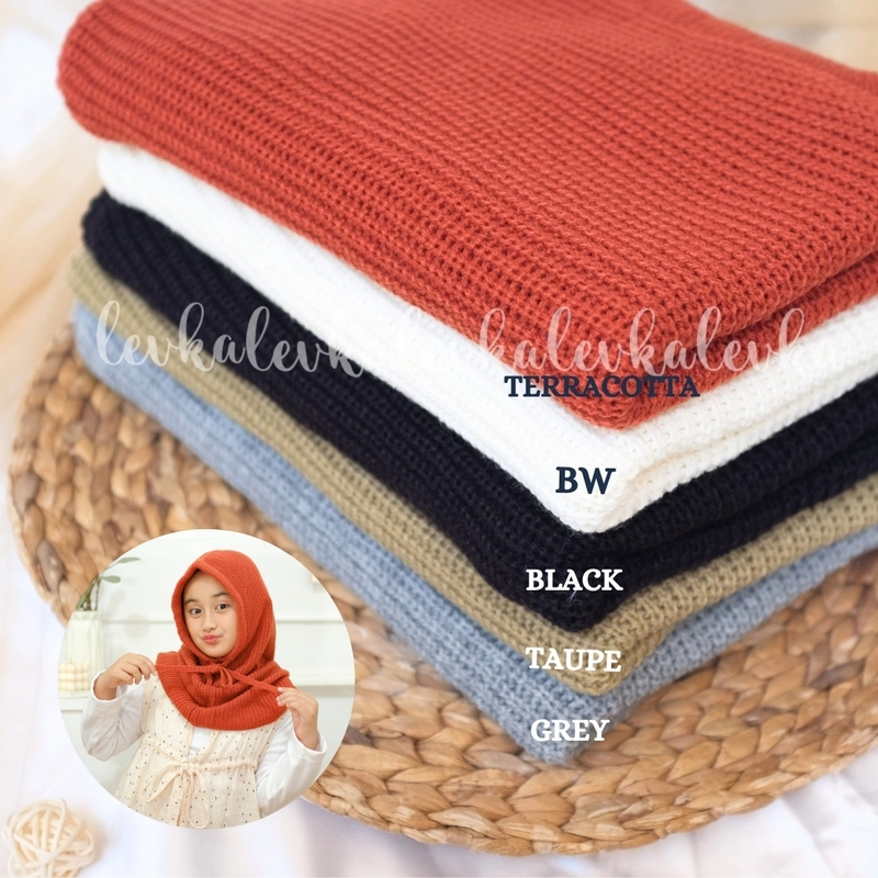 Product image Leika - LEIKAHIJAB - BALACLAVA RAJUT KUPLUK ANAK & DEWASA WOL PREMIUM HIJAB INSTAN BEST ITEM Muslim WARNA BLACK